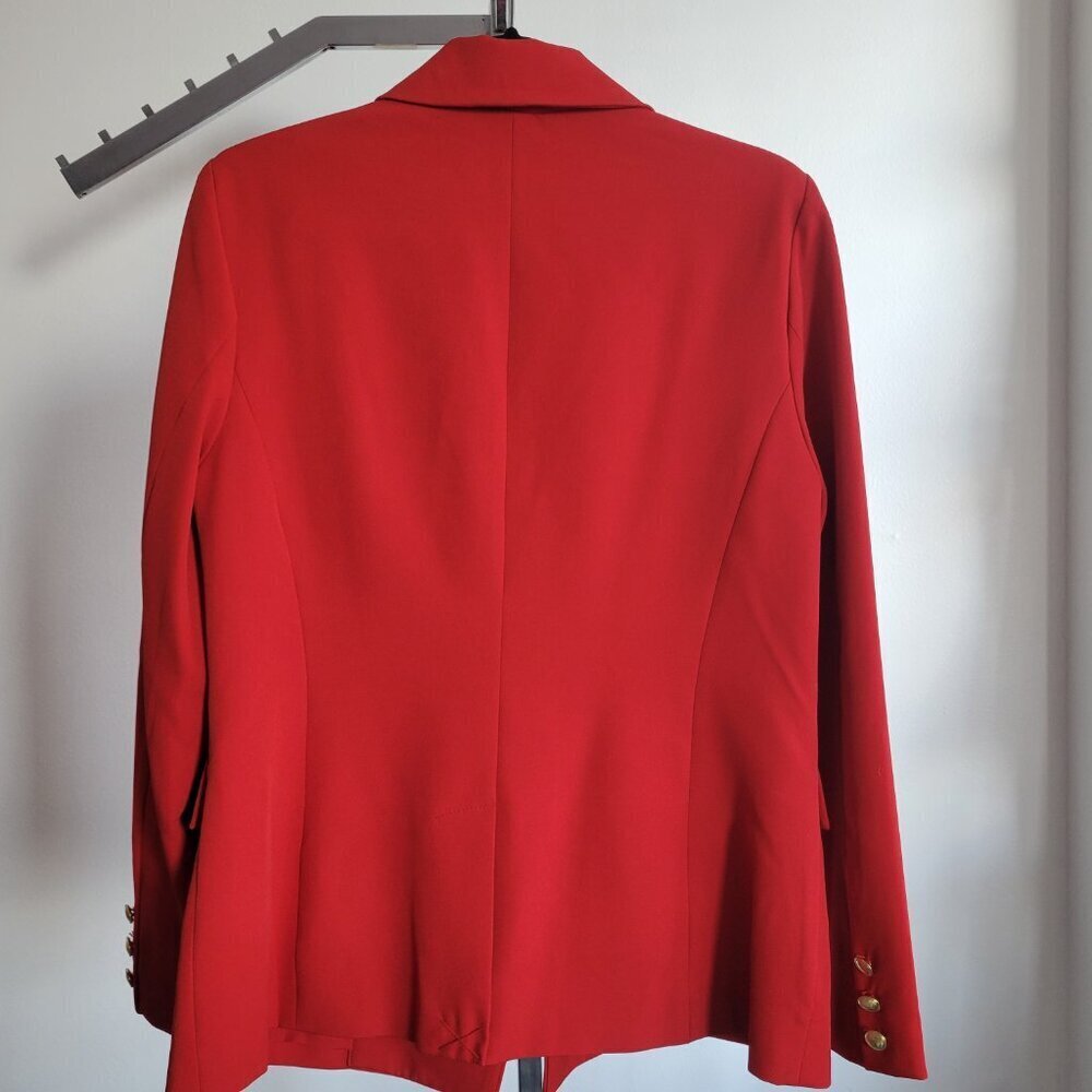 Nanette Lepore Red Double-Breasted Blazer w/Decorative Buttons Cuffs (Size: 12) - Picture 5 of 16